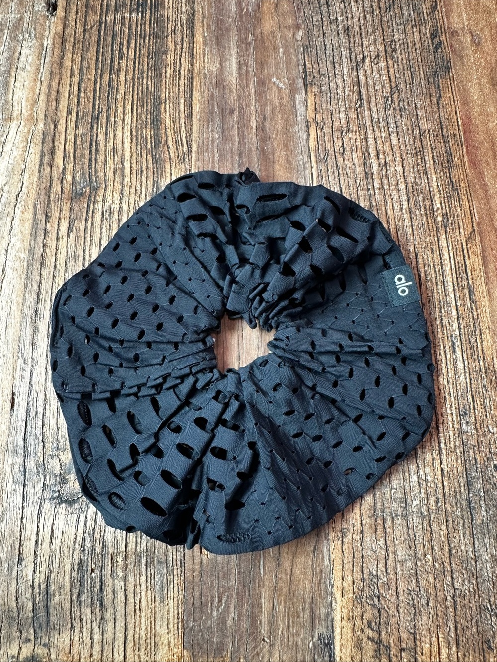 ALO Yoga Black Perforated Workout Scrunchie